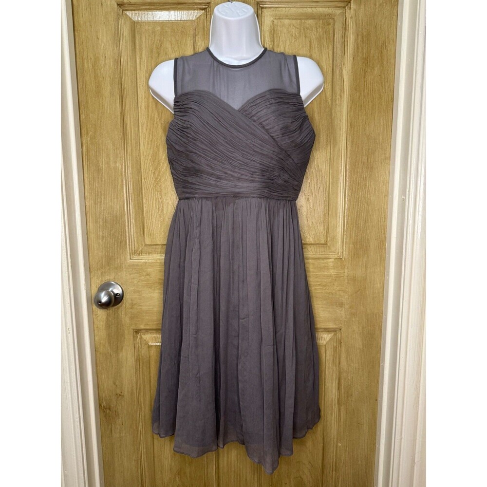 J.Crew Women’s Clara 100% Silk Chiffon Mini Dress Gray Sleeveless 6P Stunning!